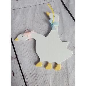 Goose Geese Hand Painted Wooden Christmas Ornaments Boy Girl Taiwan